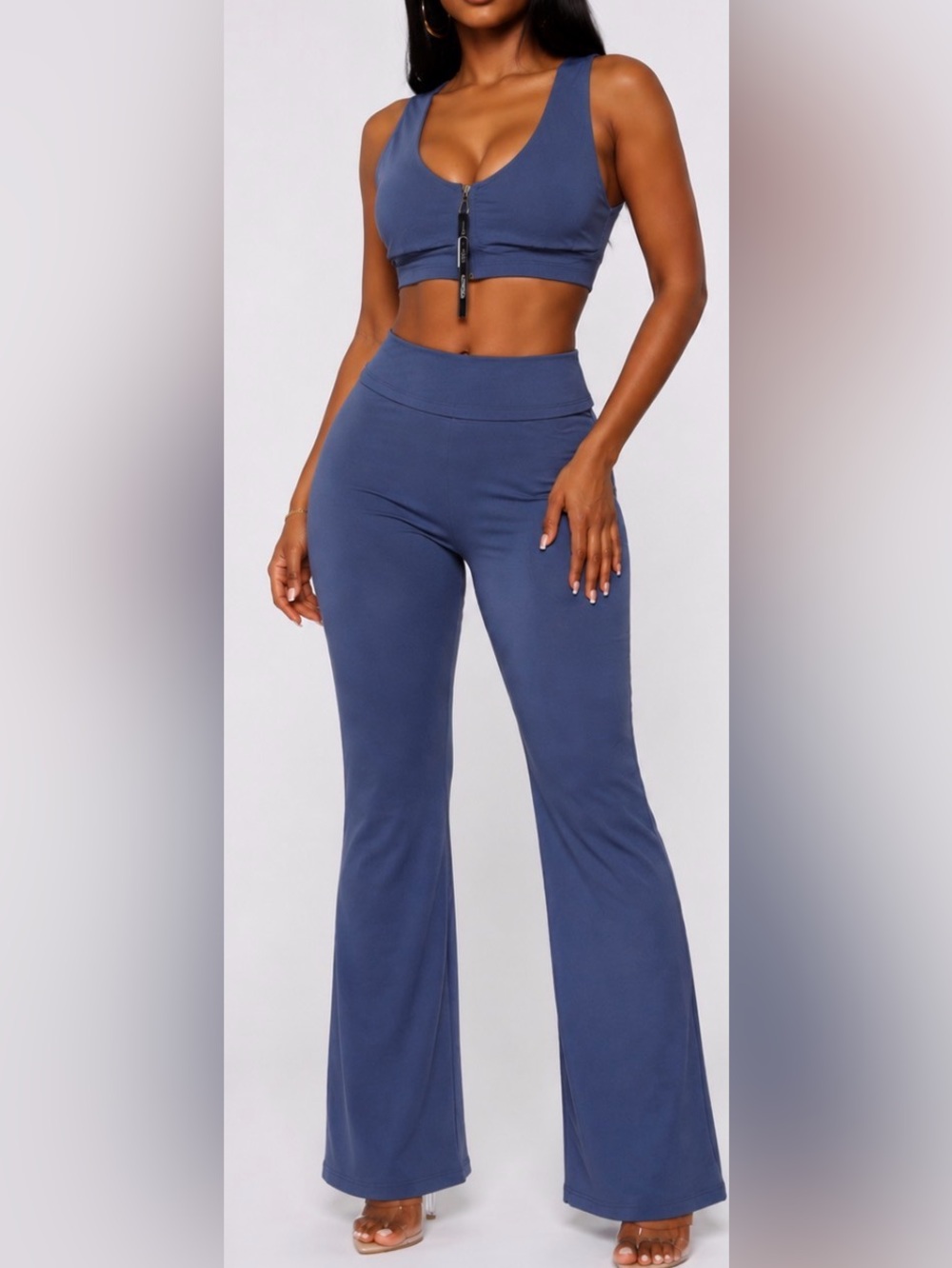 Sleek Slate Blue two pice active wear set